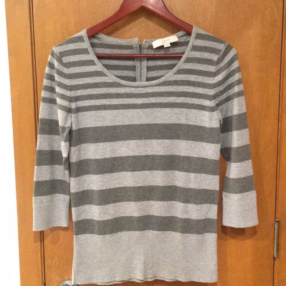 Loft gray stripe sweater